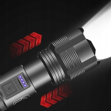 МОЩНЫЙ ВОЕННЫЙ ФОНАРЬ XHP50 ZOOM, ДАЛЬНОСТЬ 2 КМ