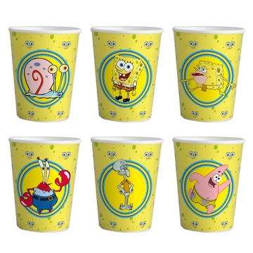 KUBKI PAPIEROWE SPONGEBOB NA IMPREZĘ URODZINOWĄ