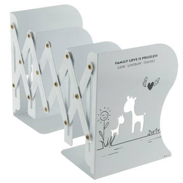 Выдвижная металлическая подставка для книг с рисунком, белая