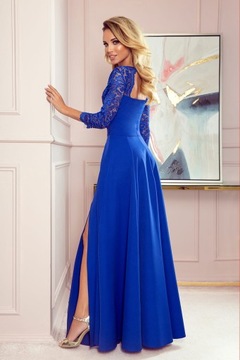 AMBER elegantné čipkované dlhé šaty s výstrihom CHABROWA - XL
