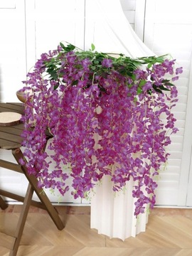 ИСКУССТВЕННЫЕ ЦВЕТЫ ГИРЛАНД ВИСТЕРИ 110см Плющ 12шт Для стены на балкон