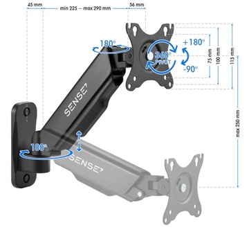 Uchwyt ścienny na monitor Ramię do monitora do ściany 17