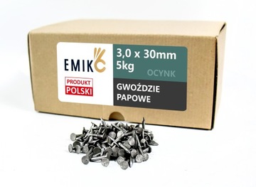 Gwoździe papowe papiaki do papy drewna 3,0x30mm OCYNK Gładkie 5kg - 3x30mm