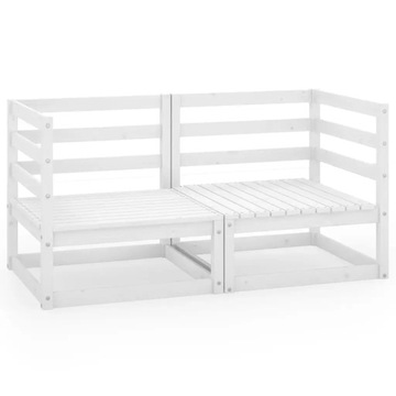 2-osobowa sofa ogrodowa, biała, lite drewno sosno