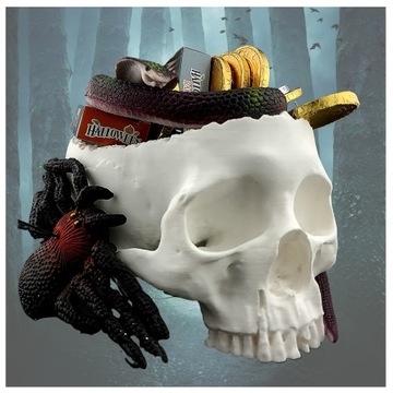 MISA DEKORACJA NA SLODYCZE ŚWIĘTO HALLOWEEN BIAŁA CZACHA CZASZKA KOŚCI XXL