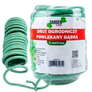 DRUT OGRODNICZY POWLEKANY GĄBKĄ DO WIĄZANIA PODWIĄZYWANIA ROŚLIN 5M