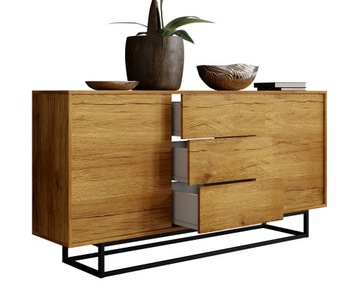 KOMODA SZAFKA LOFT RETRO DĄB MAT SZUFLADY LFT101