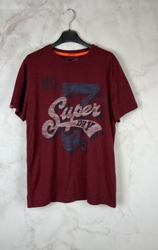 Superdry Bordowy T-Shirt Męski XL 42