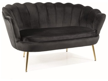 Sofa glamour CAMELLIA 2 VELVET czarna/złoty stelaż