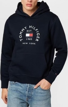 TOMMY HILFIGER BLUZA MĘSKA CZARNA FLAG ARCH HOODIE NA PREZENT / M