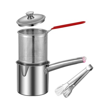 Garnek do głębokiego smażenia Garnek na mleko Uchwyty wielofunkcyjne Filtr oleju ze szczypcami 1,2 l