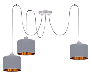 LAMPA WISZĄCA SUFITOWA ŻYRANDOL SZARO - ZŁOTY