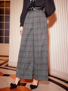 SHEIN DECDS Damskie spodnie z szerokimi nogawkami w kratę L/XL
