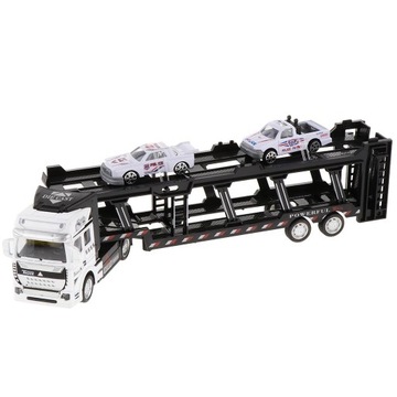 Mini Alloy Carrier Truck Toy Friction Powered Transport Car White