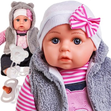 DUŻA LALKA BOBAS Doris Baby ŚPIEWA MÓWI PL smoczek
