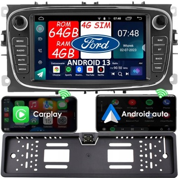 NAWIGACJA 2DIN RADIO 4G ANDROID FORD Mondeo Focus S-Max Transit Galaxy Kuga