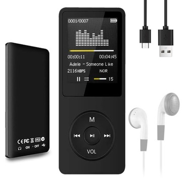 MP4 MP3-ПЛЕЕР РАДИО ДИКТОФОН МЕНЮ BLUETOOTH 5.0 16 ГБ + USB НАУШНИКИ