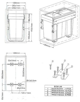 БАК ДЛЯ МУСОРА 10Л+10Л+10Л БЕСШУМНОЕ ЗАКРЫТИЕ