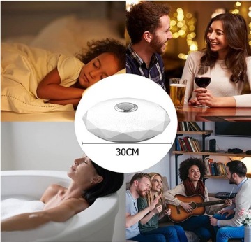 ПОТОЛОЧНЫЙ СВЕТИЛЬНИК С BLUETOOTH-СИНГОМ БУДИЛЬНИК ЧАСЫ RGB ПУЛЬТ ПУЛЬТА 30 СМ