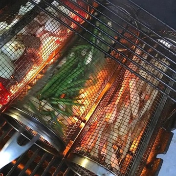 KOSZYK GRILL SIATKA OBROTOWA DO PIEKARNIKA LODÓWKI OBRACANY POJEMNIK KRATKA