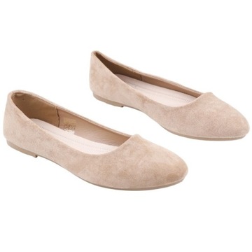 R.43 БЕЖЕВЫЕ ЖЕНСКИЕ БАЛЕТКИ, СЛИПОНЫ НА ПЛОСКОЙ ПЛОСКОЙ ПЛОСКОСТИ, ГЛАДКИЕ, СТЕЛКА ИЗ ЭКО КОЖИ