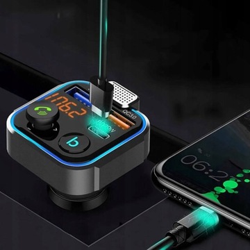 АУДИОПЕРЕДАТЧИК BLUETOOTH FM MP3 BT БЫСТРОЕ ЗАРЯДНОЕ УСТРОЙСТВО 3X USB QC 3.0 RGB