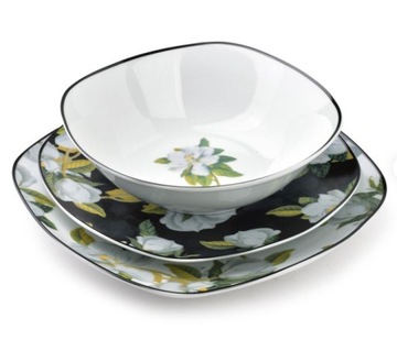 Serwis obiadowy 18 szt. komplet talerzy na 6 osób porcelanowy talerze