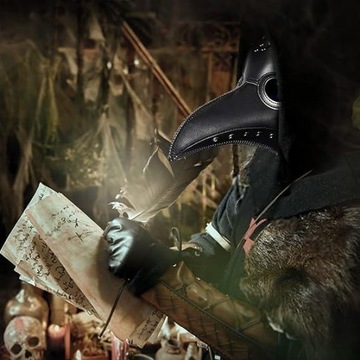 ЛАТЕКСНАЯ МАСКА ДОКТОР ЧУМА ЧЕРНАЯ ПУБЛИЧНЫЙ ХЭЛЛОУИН