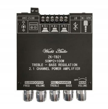 WZMACNIACZ 2.1 KANAŁOWY AUDIO MOC 100W