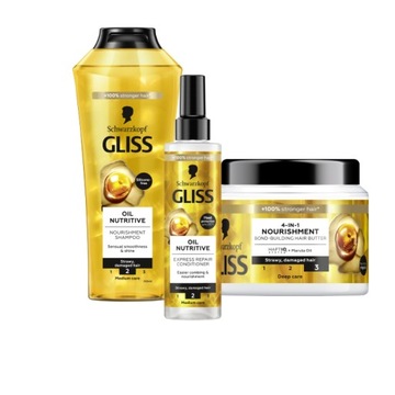 Gliss Oil Nutritive Zestaw do Pielęgnacji Włosów MIX 3 szt.