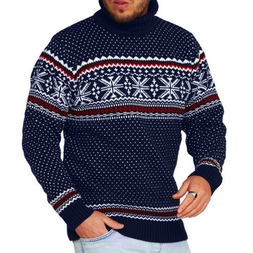 Sweter Męski Norweski Golf Stójka Bluza