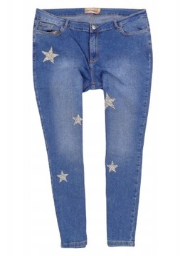 ELASTYCZNE SPODNIE JEANSOWE JEANSY GWIAZDKI DLA PUSZYSTEJ PANI 48 50 4XL
