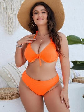 STRÓJ KĄPIELOWY BIKINI Z FISZBINAMI PRĄŻKOWANY NEONOWY FIGI SHEIN 2XL