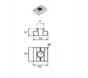 Т-ГАЙКА M5 Т-ГАЙКА V-ПАЗ 10 шт.
