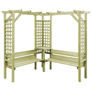 Pergola narożna z ławką, impregnowane drewno sosno