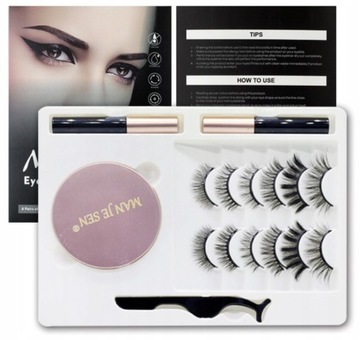 RZĘSY MAGNETYCZNE 8X DŁUGIE PĘSETA 2X EYELINER