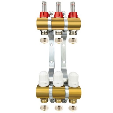 ROZDZIELACZ PODŁOGÓWKI 3 OBWODY Ogrzewania Podłogowego ADAPTERY PEX Mosiądz