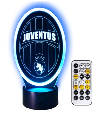 JUVENTUS LAMPKA NOCNA 3D LED PREZENT + PILOT