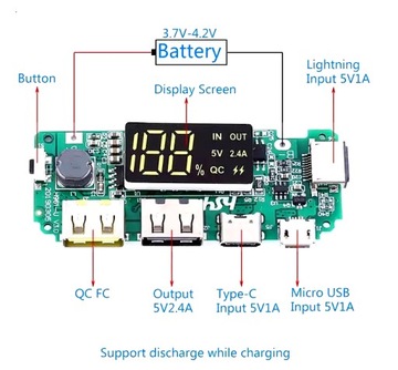 POWERBANK - H961-U moduł - 5V 2,4A wyjście 2 USB - magazyn energii