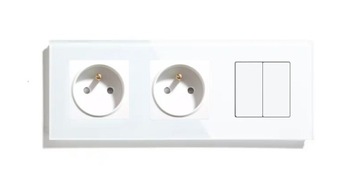 GNIAZDKO ELEKTRYCZNE SZKLANE RAMKA POTRÓJNA 2x GNIAZDKA ZAŚLEPKA