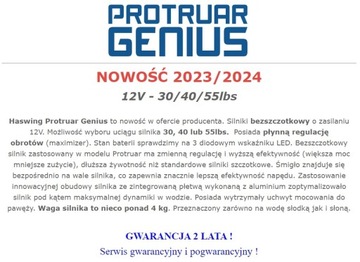 Silnik bezszczotkowy Haswing PROTRUAR GENIUS 30/40/55lbs 12V