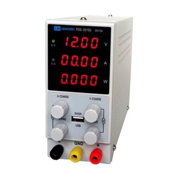Zasilacz laboratoryjny precyzyjny 30V 10A PDS3010G z USB 3x LED 4-zn. V/A/W