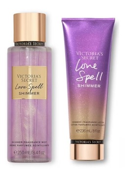 Victoria's Secret Love Spell Shimmer Mgiełka Balsam Zestaw Drobinki