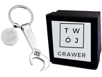 Brelok Metalowy Klucz Francuski do Kluczy Grawer