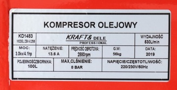 ВОЗДУШНЫЙ КОМПРЕССОР МАСЛЯНЫЙ КОМПРЕССОР 100Л БЕСПЛАТНЫЙ НАБОР 6в1 + 2x МАСЛА 1Л
