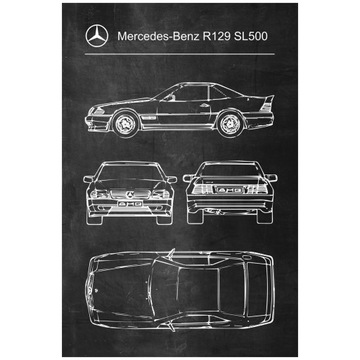 Plakat Mercedes-Benz R129 SL500 Retro Poster A1+
