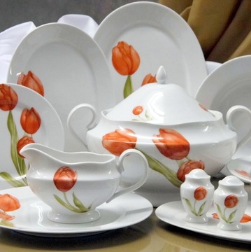 088 SERWIS OBIADOWY 12/45 Tulipan ASTRA CHODZIEŻ MALCER PORCELANA