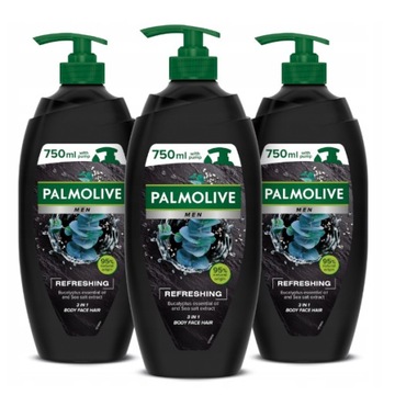 PALMOLIVE Żel pod prysznic Refreshing zestaw męski 3x750ml