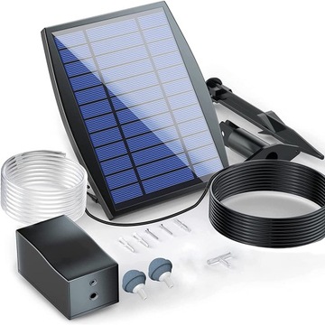 SOLARNY NAPOWIETRZACZ STAWU POMPA TLENU Z WĘŻEM 1800mAh+KAMIEŃ POWIETRZNY