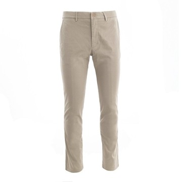 Spodnie męskie materiałowe TOMMY HILFIGER slim eleganckie beżowe W38 L34